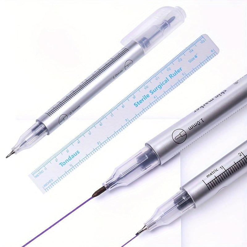 GBK Tattoo Pens Set of 6 with Ruler, Skin Marker Pen for Skin Marking, Tattoo Pen & Stencil Pen, Body Painting Pens, Skin Marker, Tattoo Accessories for Adults, Waterproof