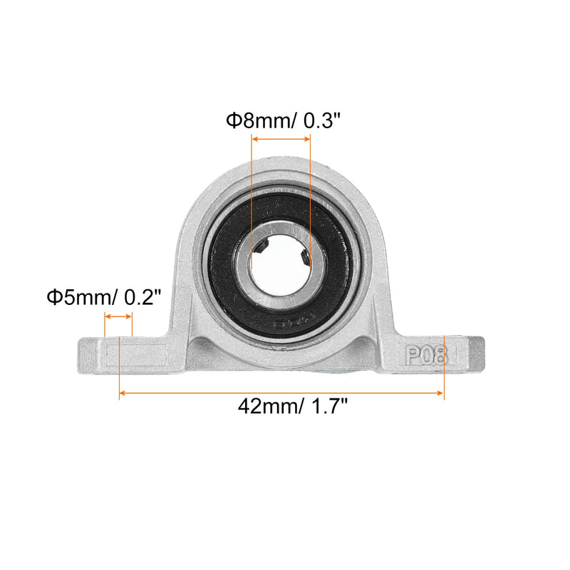 [Australia - AusPower] - uxcell 6 Pcs KP08 Pillow Block Bearing 8mm Bore Zinc Alloy Inner Ball Mounted Bearing Block Insert Bearing Self-Alignment 
