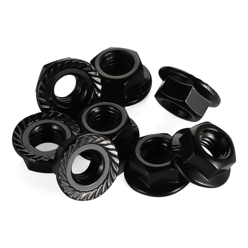 [Australia - AusPower] - M6 Serrated Flange Nuts Flanged Locknuts, Stainless Steel 18-8 (304), Black Oxide, 50 PCS M6 