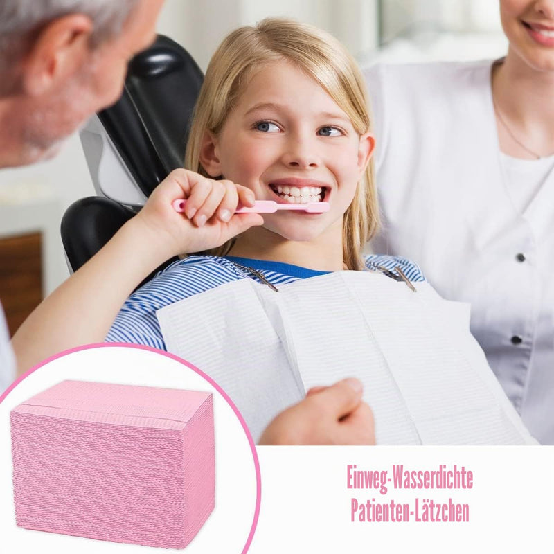Pack of 60 Disposable Dental Boxes for Patients, 13 x 18, 3-Layer Waterproof Piercing Tattoo Paper Napkin Cloth for Dental Clinic, Tattoo Station and Salon (Pink) pink