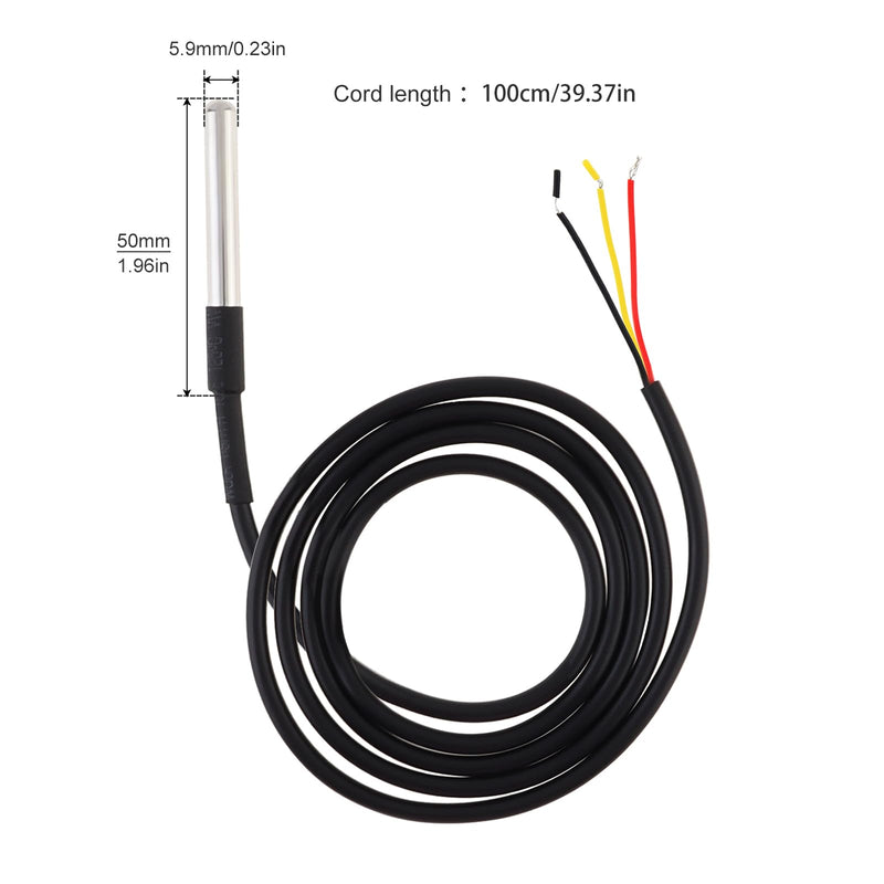 [Australia - AusPower] - 5Pcs DS18B20 Temperature Sensor 1M/3.28ft Waterproof Stainless Steel Digital Thermal Probe Sensor 