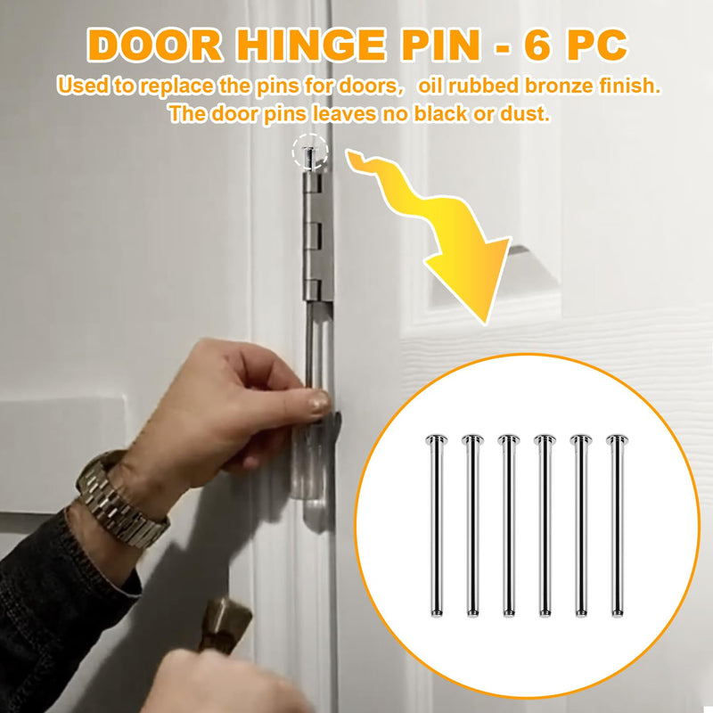 [Australia - AusPower] - Hinge Pins for Doors 3.5'' Stainless Steel Door Hinge Pins Silver (6 pcs) 
