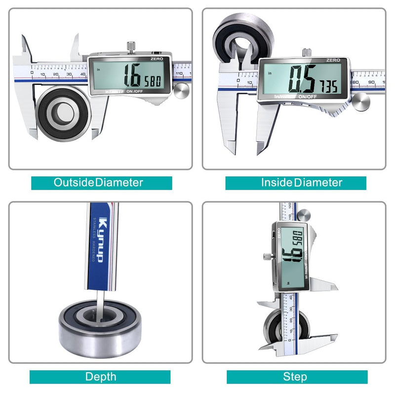 Kynup Digital Caliper 150mm Calliper with Large LCD Display | Digital Measuring Gauge, Inch/mm/Fraction Diverter Stainless Steel Precision Measuring Tool for DIY, Workshop and Woodworking silver full screen