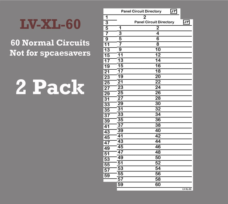 Large 60 Circuits 2 Labels Vinyl Fuse Box Circuit Breaker Panel Directory Labels Stickers Decals for All Electrical Panel/Load Centers Waterproof 2 Pack