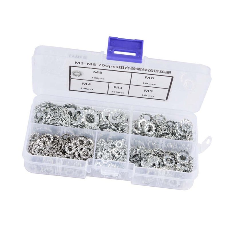 [Australia - AusPower] - 700Pcs Copper Washer Assortment Set, M3~M8 5Kinds Galvanized Hexagonal Counter Sunk Screw Nut Kit Flat Washers Assortment Set for Electrical Connections 