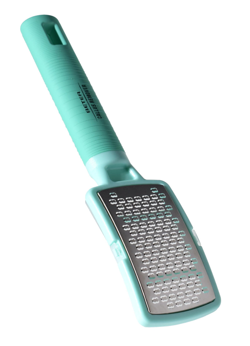 BETER Foot Free Callus Remover with Cradle, Calluses and Dead Skin, Stainless Steel Ergonomic Callus Remover for Smooth Feet and Heels Pedicure Turquoise