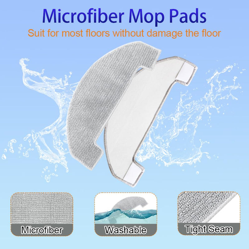[Australia - AusPower] - Replacement Parts Accessories Compatible with MONSGA MS1 MAX Robot Vacuum Cleaner, Including 1 Main Brush, 4 Hepa Filters, 4 Mop Pads, 4 Edge-Sweeping Brushes, 4 Dust Bag 17Pc accessories 