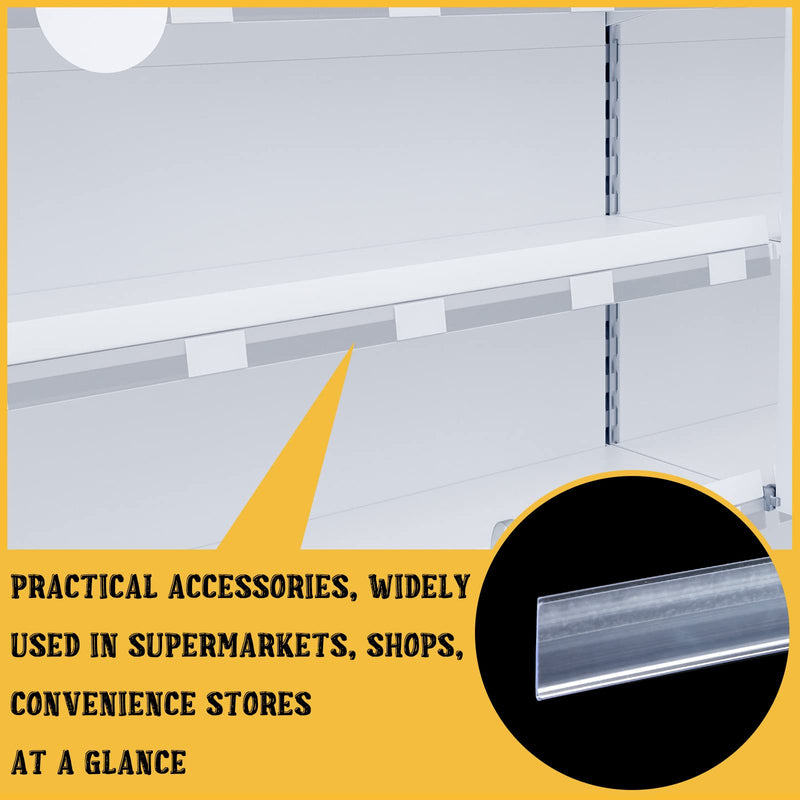 Fainne 25 Pcs Shelf Label Strips 1.5''H x 27" L Self Adhesive Shelf Label Holder Gondola Price Tag Stick on Plastic Clear Ticket Channel for Metal Wood Plastic Rack(White) 1.5''H x 27"L White