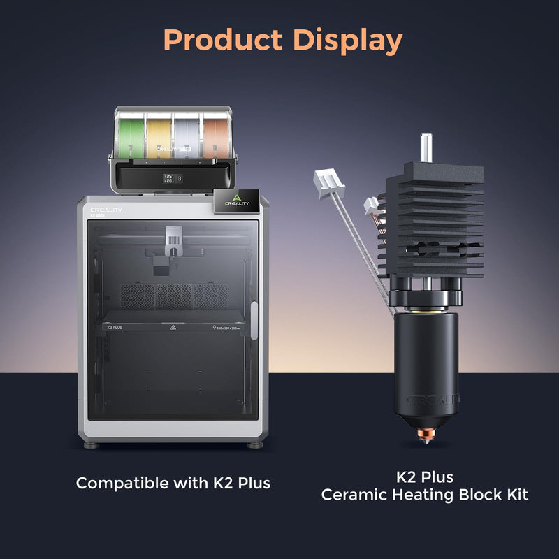 Creality Official K2 Plus Hotend Kit, Ceramic Heating Block Kit Quick-swap Nozzle High Flow Printing Hotend Kit 350°C High Temperature Resistance 600mm/s High-Speed for K2 Plus 3D Printers