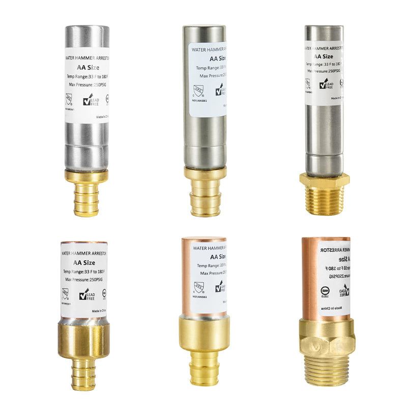 [Australia - AusPower] - (Pack of 2) EFIELD S-241 Stainless Steel Water Hammer Arrestor For Washing Machine, 3/4 Inch Swivel FHT x 3/4 Inch MHT, Straight (P2) 