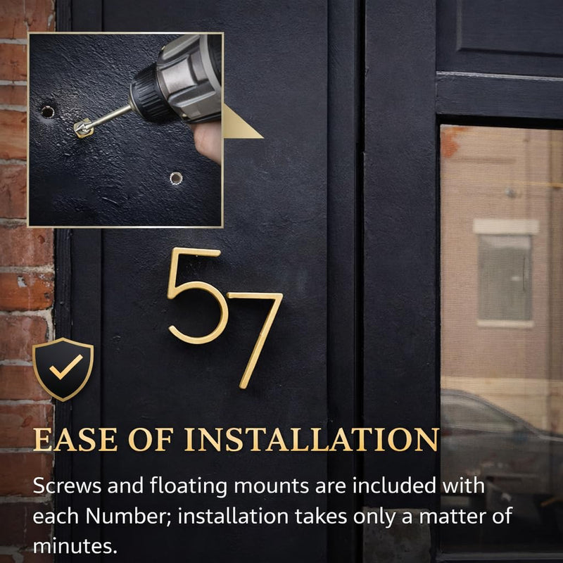 5’’ Floating House Number Modern House Numbers- zinc alloy Home Address Number with Exquisite Drawing Process-gold-Number 3 Number 3 Gold