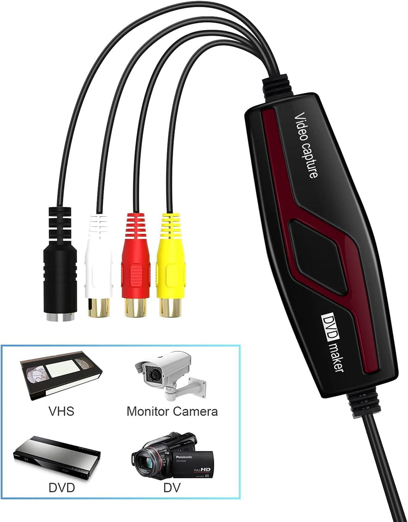 [Australia - AusPower] - VHS to Digital Converter,Video Capture Card Device,VHS VCR Hi8 Mini DV to Mac Digital Converter,RCA to USB Video Converter for PC TV Tape Player Camcorder,MAC Windows Vista Compatible 