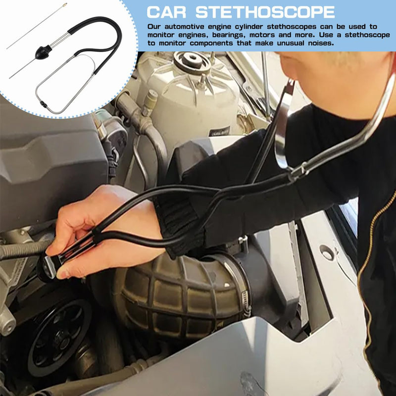 [Australia - AusPower] - Engine Stethoscope Set Auto Mechanics Stethoscope Stainless Steel Car Engine Cylinder Stethoscope Engine Rattle Detector Mechanical Noise Hearing Tool Car Engine Diagnostic Repair Stethoscope 