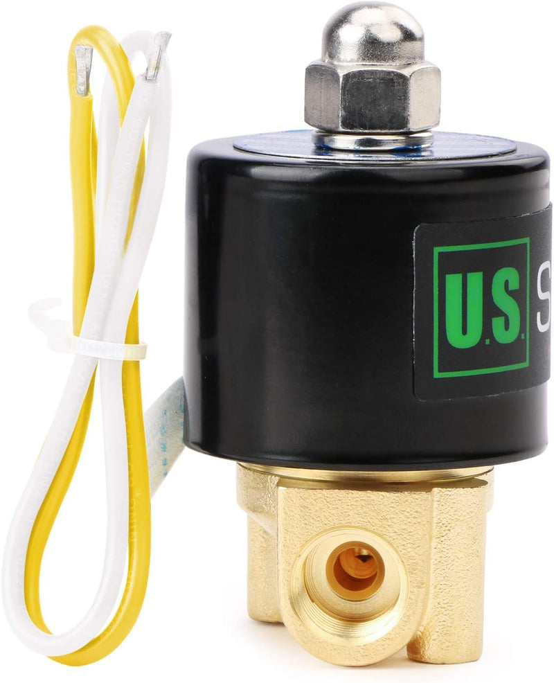 U.S. Solid 1/4" Brass Electric Solenoid Valve 110VAC Normally Closed VITON 0.25 Inch
