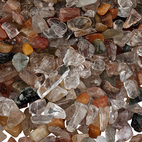 rockcloud 1 lb Small Tumbled Chips Crushed Stones for Home Decor Multi Mixed Stone