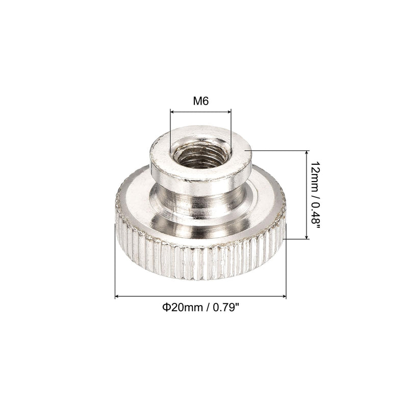 [Australia - AusPower] - uxcell Knurled Thumb Nut, 10Pcs M6x1mm Iron Round Knobs Fasteners for 3D Printer Parts, Silver Tone M6 10 