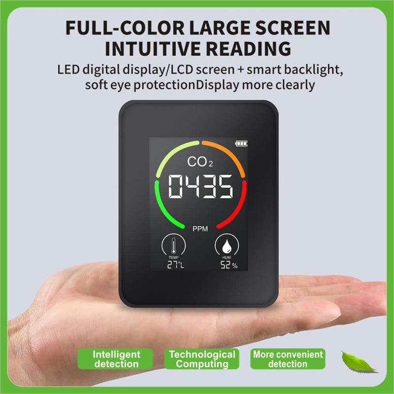 [Australia - AusPower] - Shkalacar Co2 Detector Air Quality Monitor CO2 Temperature Humidity Sensor Digital Indoor Air Pollution Tester Monitor LCD Display with Backlit 
