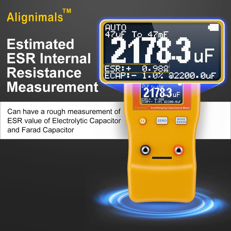 Capacitor Tester, MF470 Auto Ranging Capacitance Meter, Professional Measuring Capacitance Resistance, ESR Capacitor Meter Car Audio Farad Super Capacitor Measurment 0.01pF to 470,000,000uF