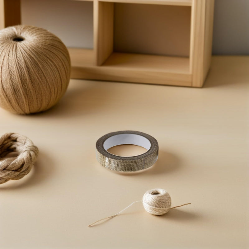 SUPVOX Flax Tape 0.59 Inch Wide Masking Decorative Adhesive Tape for DIY Scrapbooking Crafts Gift Wrapping Planner Decoration