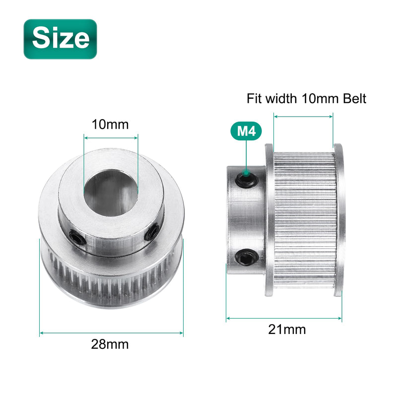 [Australia - AusPower] - uxcell 4pcs GT-2 40T Pulley Synchronous Wheel 10mm Bore, Aluminum Timing Pulley 40 Teeth, Fit Width 10mm Timing Belt for 3D Printer CNC Machine 