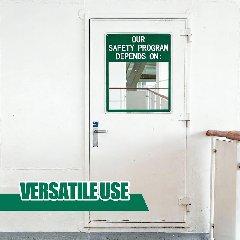 Safety Mirror Sign for Workplace - "Our Safety Program Depends on You" Industrial Workplace Message Sign with Acrylic Mirror, Wall Mounted 16" x 19" Our Safety Program Depends on