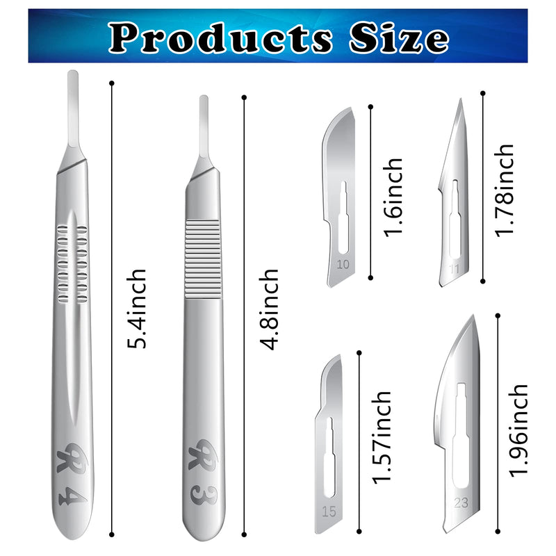 [Australia - AusPower] - 80 PCS Scalpel Blades #10#11#15#23 Scalpels Surgical Blades with 4PCS Handle & Storage Box,Individually Wrapped High Carbon Steel Blades for Sculpting, Cutting,Crafts & More 84PCS 