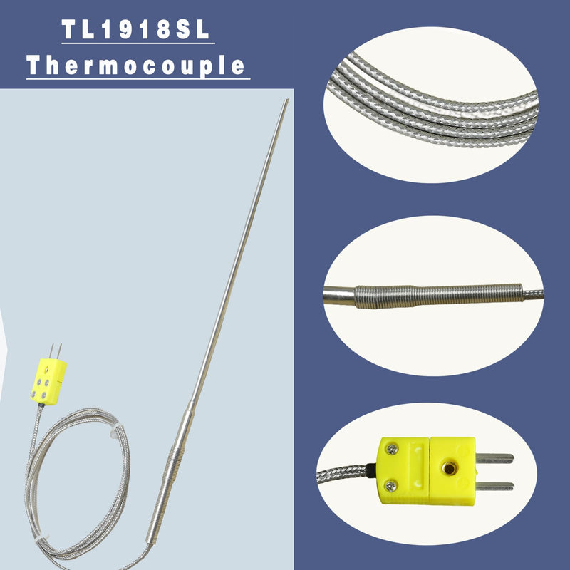 [Australia - AusPower] - 2 Pieces TL1918SL k-Type Thermocouple Probe -50°F~1100°F Probe 0.13in/12in Cable 40in Temperature Sensors 
