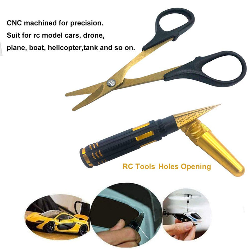 [Australia - AusPower] - Body Reamer 0-14 mm Hole Punch with Sleeves and Curved Scissors for RC Car Bodyshell Hobby Tools 