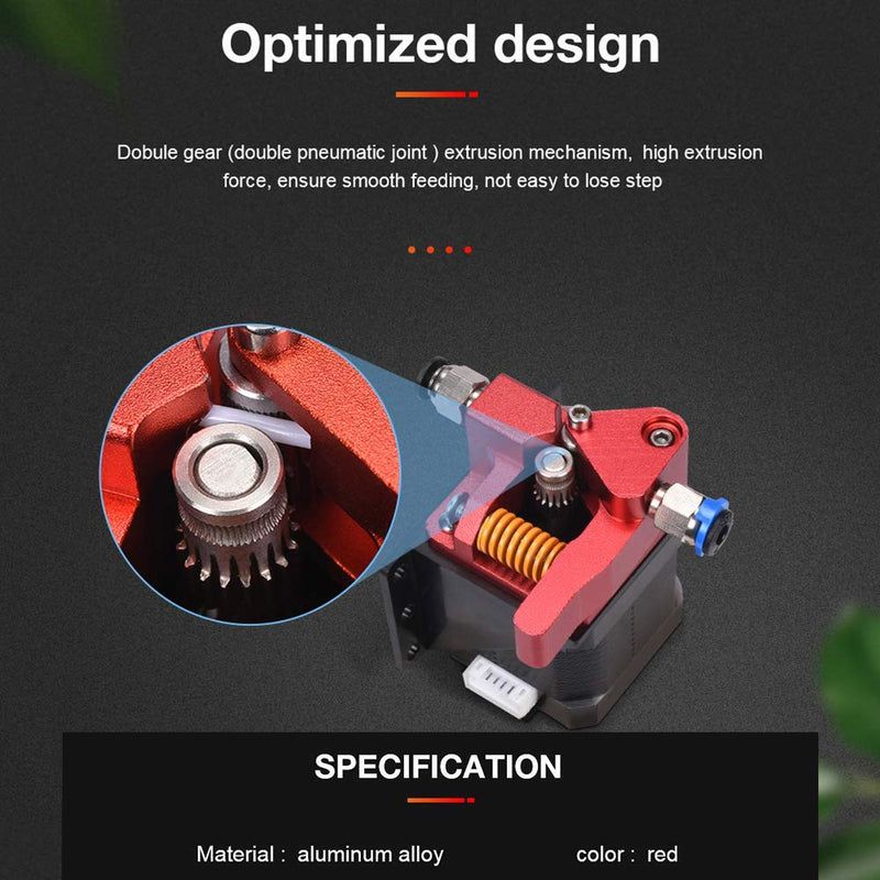 [Australia - AusPower] - Bigtreetech Upgrade Dual Gear Extruder, Double Gear MK8 Extruder 3D Printer Dual Driver Stock Feeder All Metal 1.75mm Filament Extruder Kit for CR-10S Pro/CR-10/ Ender 3 V2/Ender 3/Ender 3 Pro Series 
