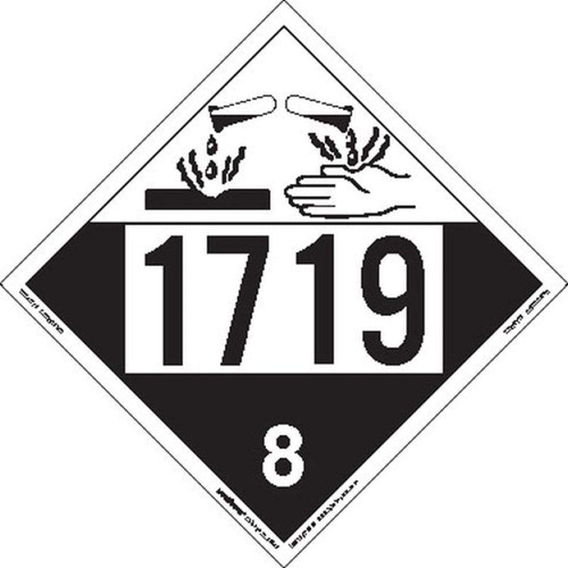 Labelmaster ZEZ41719 UN 1719 Corrosive Hazmat Placard, E-Z Removable Vinyl (Pack of 25)