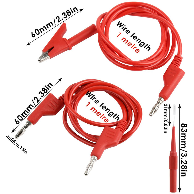 BUYGOO Set of 6 Multimeter Test Leads, 4 mm Crocodile Clips, Banana Plugs, 0.7 mm Measuring Tips, Test Probes for Digital Multimeter, Electrical Test, 1 m Test Lead, Red & Black