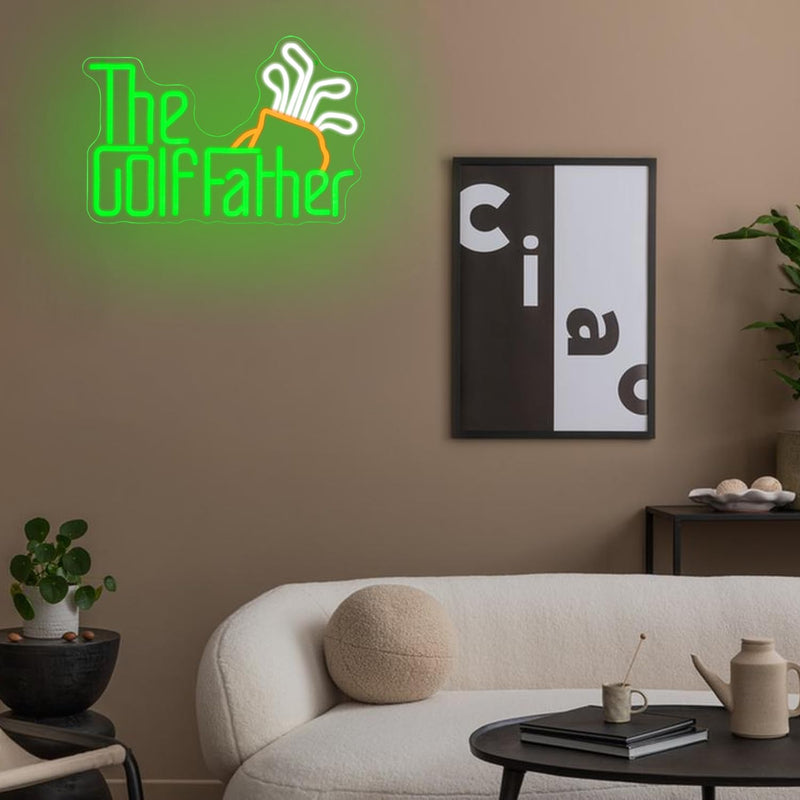 The Golf Father Neon Sign for Wall Decor Golf Neon Light Green Neon Light Up Signs Sports Led Neon Lights for Bedroom Sports Facilities Golf Course Decoration The Golf Father