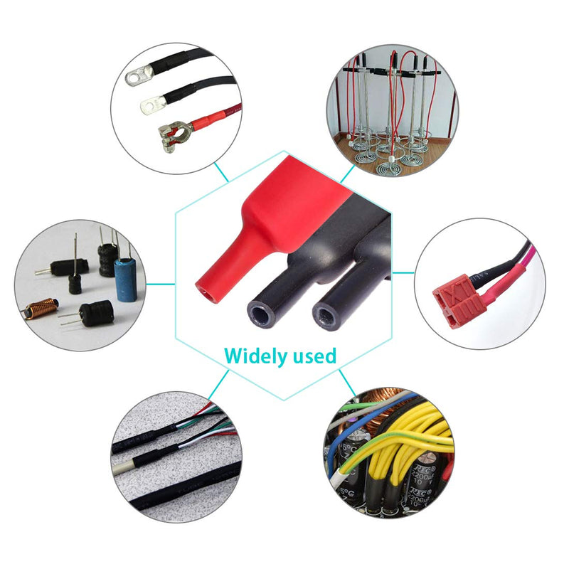 [Australia - AusPower] - Dual Wall Heat Shrink Tubing 3:1 Ratio Heat Activated Adhesive Glue Lined Marine Shrink Tube Wire Sleeving Wrap Protector Black and Red, 2 Pack, 1.2M/4FT (Dia 25.4mm (1”)) Dia 25.4mm (1”) 