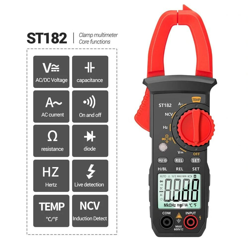 Digital Clamp Meter AC Current Multimeter DC/AC Voltage Ammeter Voltage Tester Amp Hz Capacity NCV Ohm Test