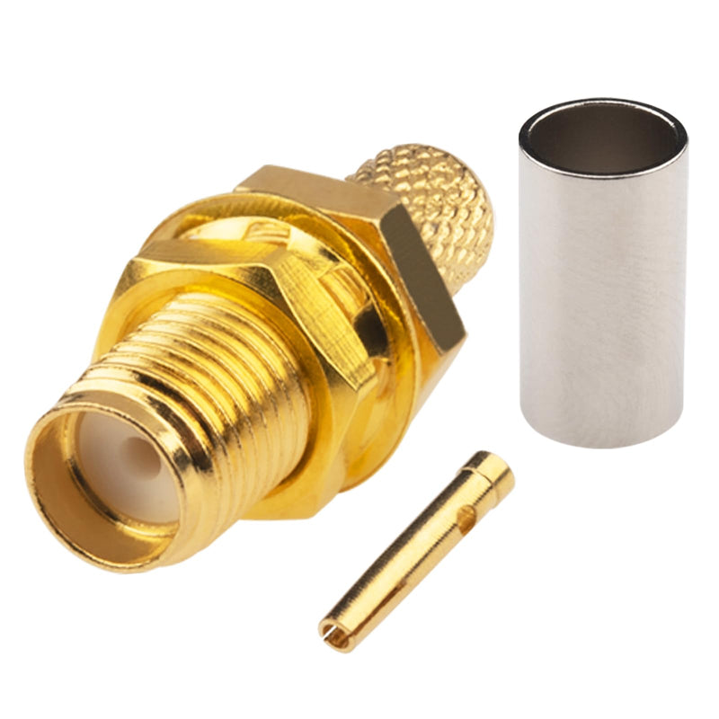[Australia - AusPower] - BOOBRIE 10-Pack SMA Female Bulkhead Crimp Connector SMA Female Crimp Solder Connector 50 Ohm Gold Plated for RG58 RG142 RG223 LMR195 LMR200 Coaxial Cable 