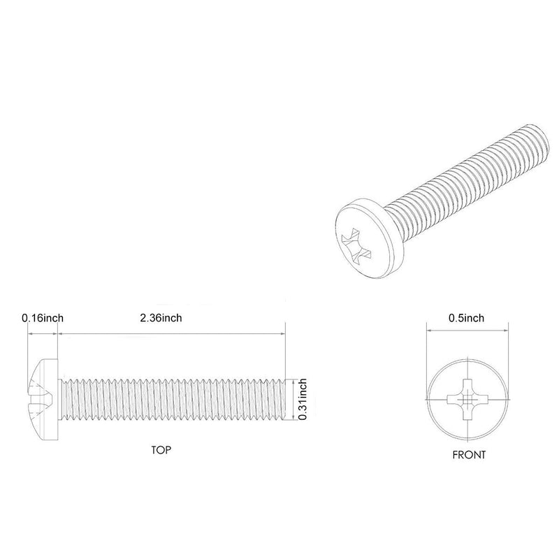 [Australia - AusPower] - M8-1.25 x 60mm 304 Stainless Steel Cross Phillips Machine Screw Bolt for Samsung KS8000 Series TV Wall Mount Bracket, Fully Threaded 25pcs M8-1.25 x 60mm 