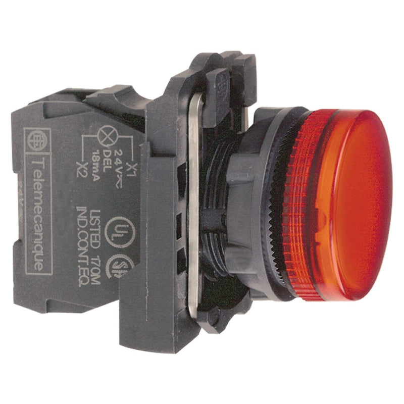 Schneider Electric XB5AVM4 Pilot Light And LED, Alarm Indicators, 230V-240V | Plastic, 22 mm, LED, smooth dome, 230-240 V AC, red x 240 V