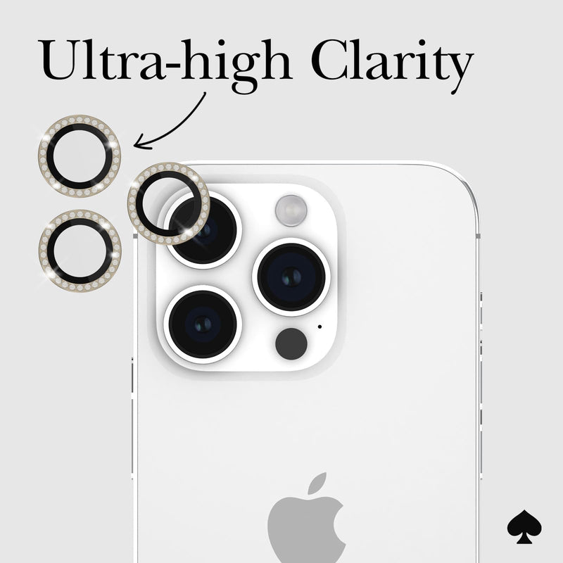 [Australia - AusPower] - Kate Spade New York iPhone 15 Pro/iPhone 15 Pro Max Camera Lens Protector with Aluminum Rings - Crystal 