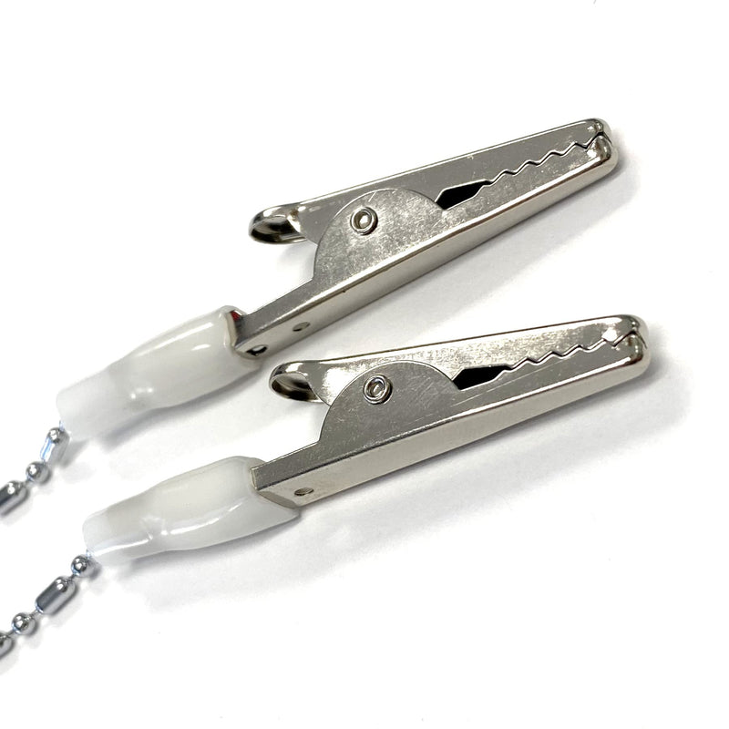 [Australia - AusPower] - 10 Pack Metal Chain Bib Clip Holders for Dental Bibs - Lanyard with Ball Chains & Alligator Clamps to Hold Napkin, Covers, Mask for Dentist Clinic 