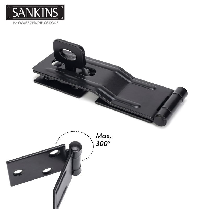 [Australia - AusPower] - SANKINS 4-1/2" Swivel Staple Safety Hasps, Gate Door Hasp Latches Safety Packlock Clasp Locking with Twist Knob for Fence, Gate, Cabinet, Black 1 