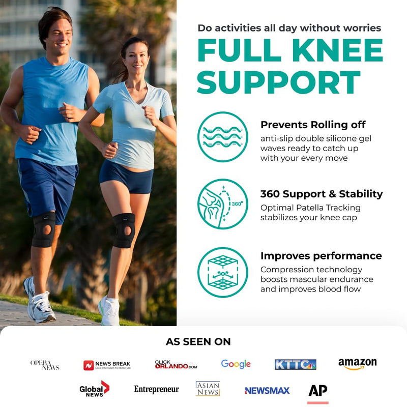 [Australia - AusPower] - MODVEL ELITE Knee Brace for Women & Men with Side Stabilizers, Patella Gel Pads Brace for Meniscus Tear for Maximum Knee Pain Support - ACL Knee Braces for Running, Workout, Arthritis & Joint Recovery Black Small/Medium 