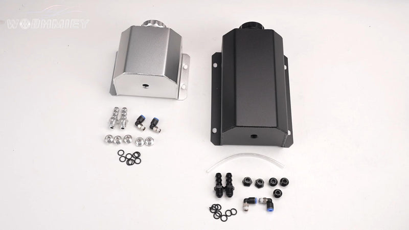 2L Aluminium Expansion Tank Coolant Overflow Tank - Universal Radiator Water Box, with Magnetic Drain Valve, Viewing Hose & High Temperature Resistant, Ideal for Vehicle Tuning 2L silver