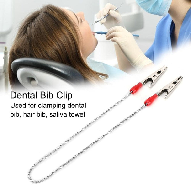 5 Pieces Dental Napkin Holder, 40 cm, Colorfu Stainless Steel Napkin Chain, Bib Clips, Napkin Clip, Dental Bib Clips, Dental Bib Clips, Dental Accessories for Kids, Adults, Elderly(Silver)