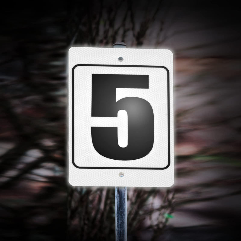 [Australia - AusPower] - 8 x 12 inch Reflective Parking Lot Number sign Aluminum Number sign Curbside Number Weatherproof Fade Resistant High-Intensity Grade Aluminum Sign for Outdoor Indoor (Number Sign 5) Number Sign 5 