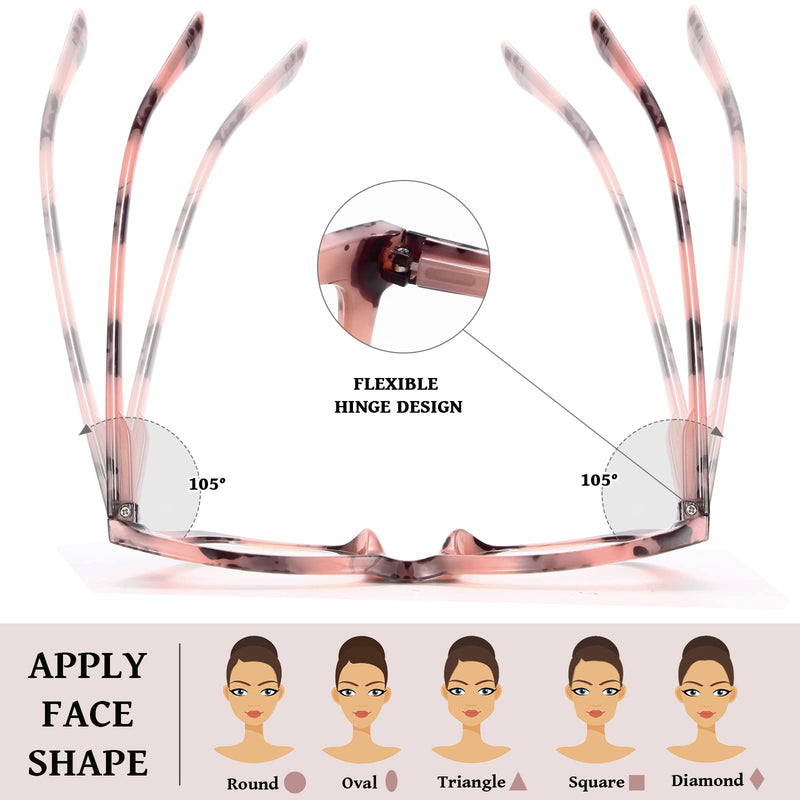 [Australia - AusPower] - 6 Pack Oprah Style Reading Glasses for Women Blue Light Blocking Computer Square Readers with Spring Hinge Men (A1 Mix, 1.5) A1 Mix 1.5 x 