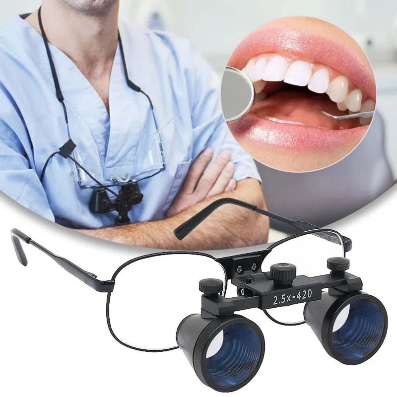 [Australia - AusPower] - 2.5X 3.5X Binocular Dental Loupes Surgical Magnifier Dentist Loupe Metal Eyeglasses Depth View (3.5x-420), Black 3.5x-420 