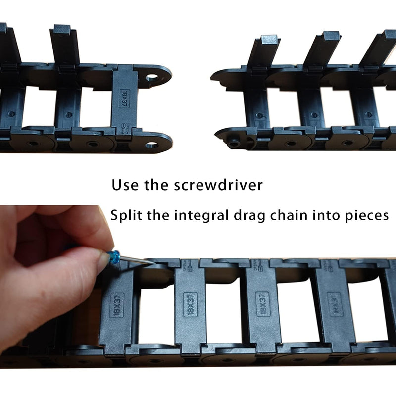 [Australia - AusPower] - 18 x 37mm Plastic Cable Drag Chain Wire Carrier Black 39"/1M 