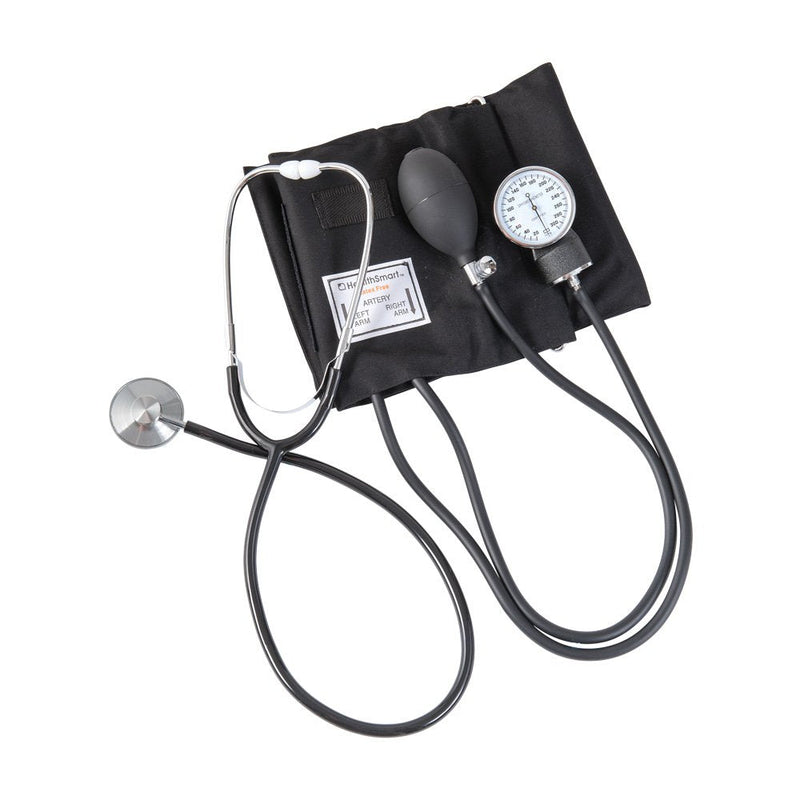 [Australia - AusPower] - MABIS Professional Aneroid Sphygmomanometer Blood Pressure Gauge, Stethoscope and Blood Pressure Cuff, With Carrying Case, Adult Large Cuff, Black 