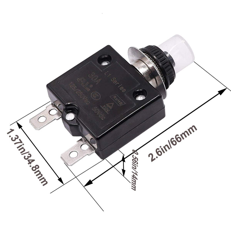 [Australia - AusPower] - smseace 15Amp Electric Button Breaker 125/250VAC,Thermal Overload Protector L1 Series with Manual Reset, Waterproof Button Cap L1-15A 15A Regular 