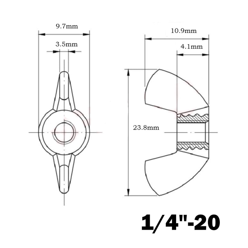 [Australia - AusPower] - 1/4"-20 Wing Nuts,Stainless Steel 18-8(304) Wing Nuts, 20Pcs-Pack 